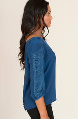 aryn k silk fringe blouse