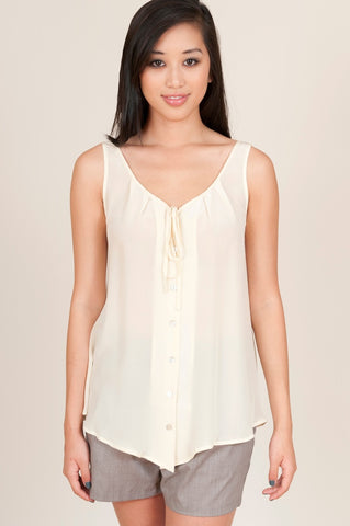 hy + dot sleeveless silk blouse in cream