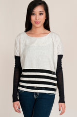 boundary + co pinstripe tee with armbands