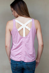 r.p.s addict pink graphic tank with back detail