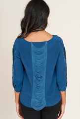 aryn k silk fringe blouse