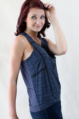 line + dot asymmetric zipper tank