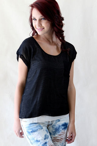 anama oversized lace pocket top