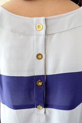 line + dot cropped boxy top