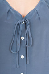 hy + dot sleeveless silk blouse in steel