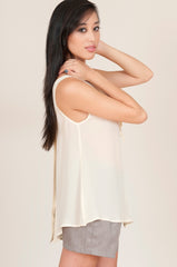 hy + dot sleeveless silk blouse in cream
