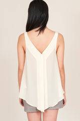 hy + dot sleeveless silk blouse in cream