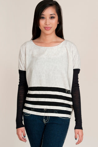 boundary + co pinstripe tee with armbands