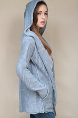 olive + oak hooded sweater cardigan in gray