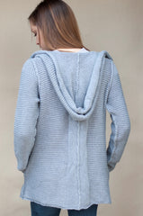 olive + oak hooded sweater cardigan in gray