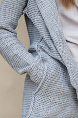 olive + oak hooded sweater cardigan in gray